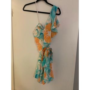 Silk Lilly Pulitzer one-shoulder cocktail dress